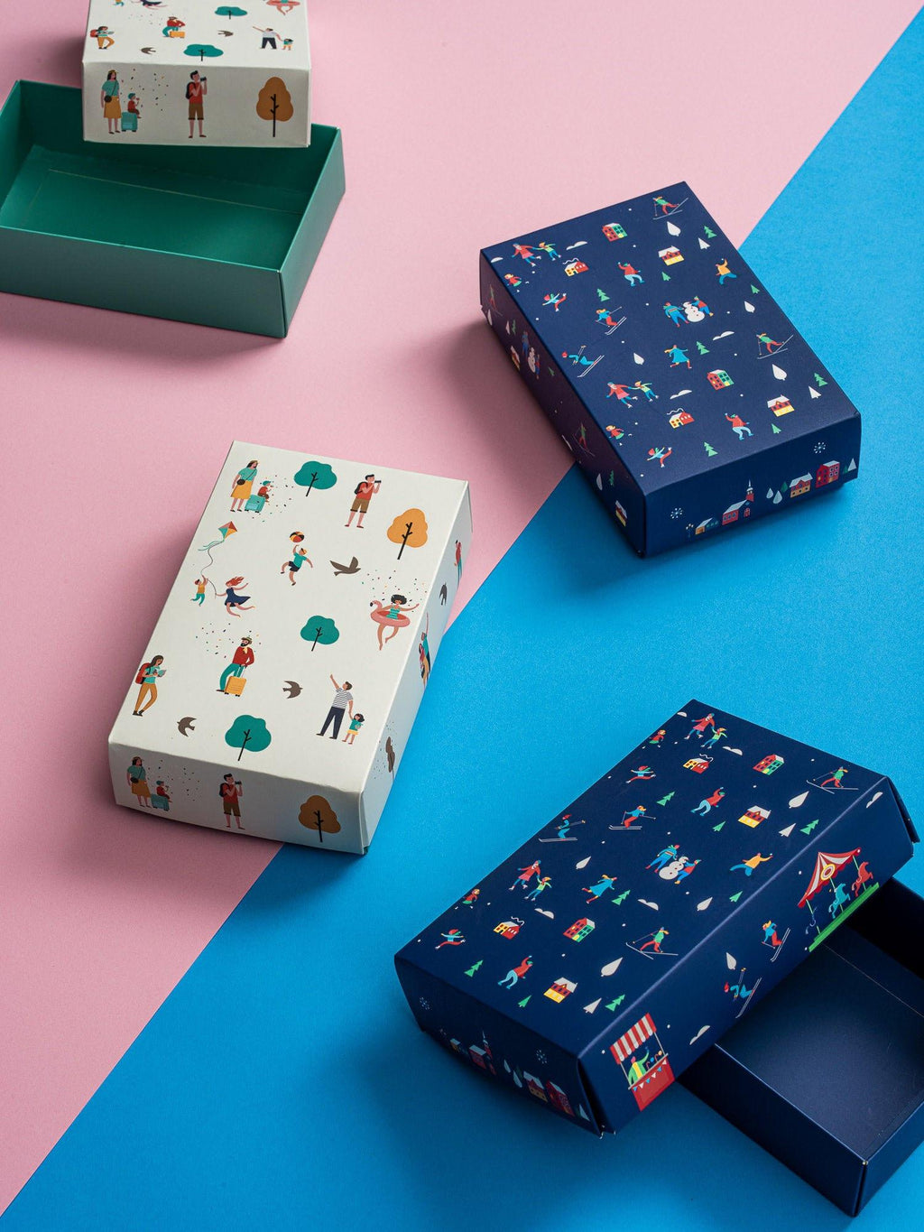 Colorful Gift Box Cardboard boxes, Flat Pack Packaging (7.5x4.5x2 Inches)