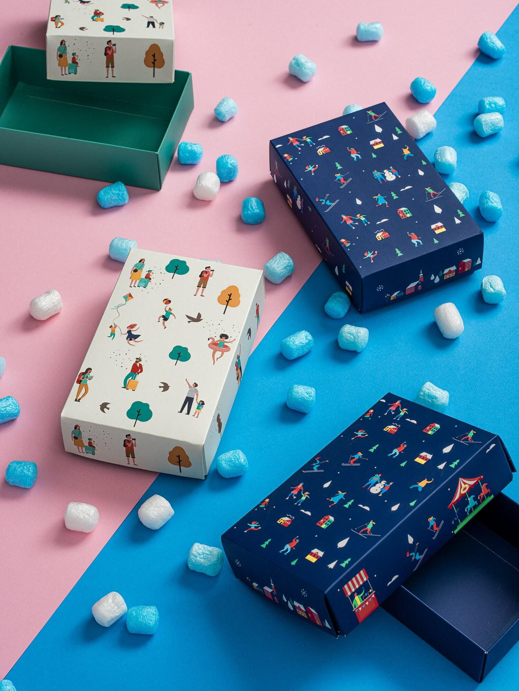 Colorful Gift Box Cardboard boxes, Flat Pack Packaging (7.5x4.5x2 Inches)