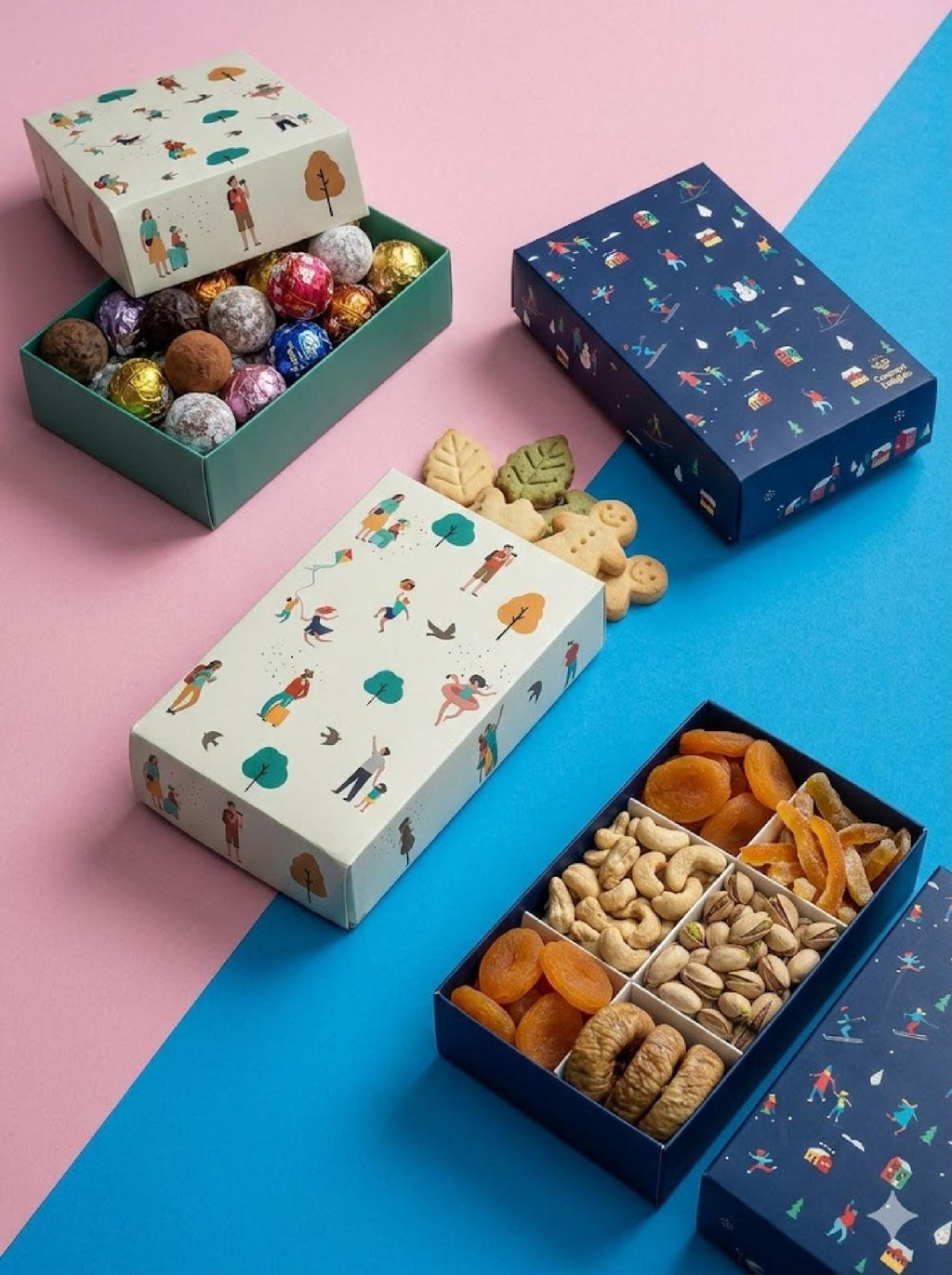 Colorful Gift Box Cardboard boxes, Flat Pack Packaging (7.5x4.5x2 Inches)