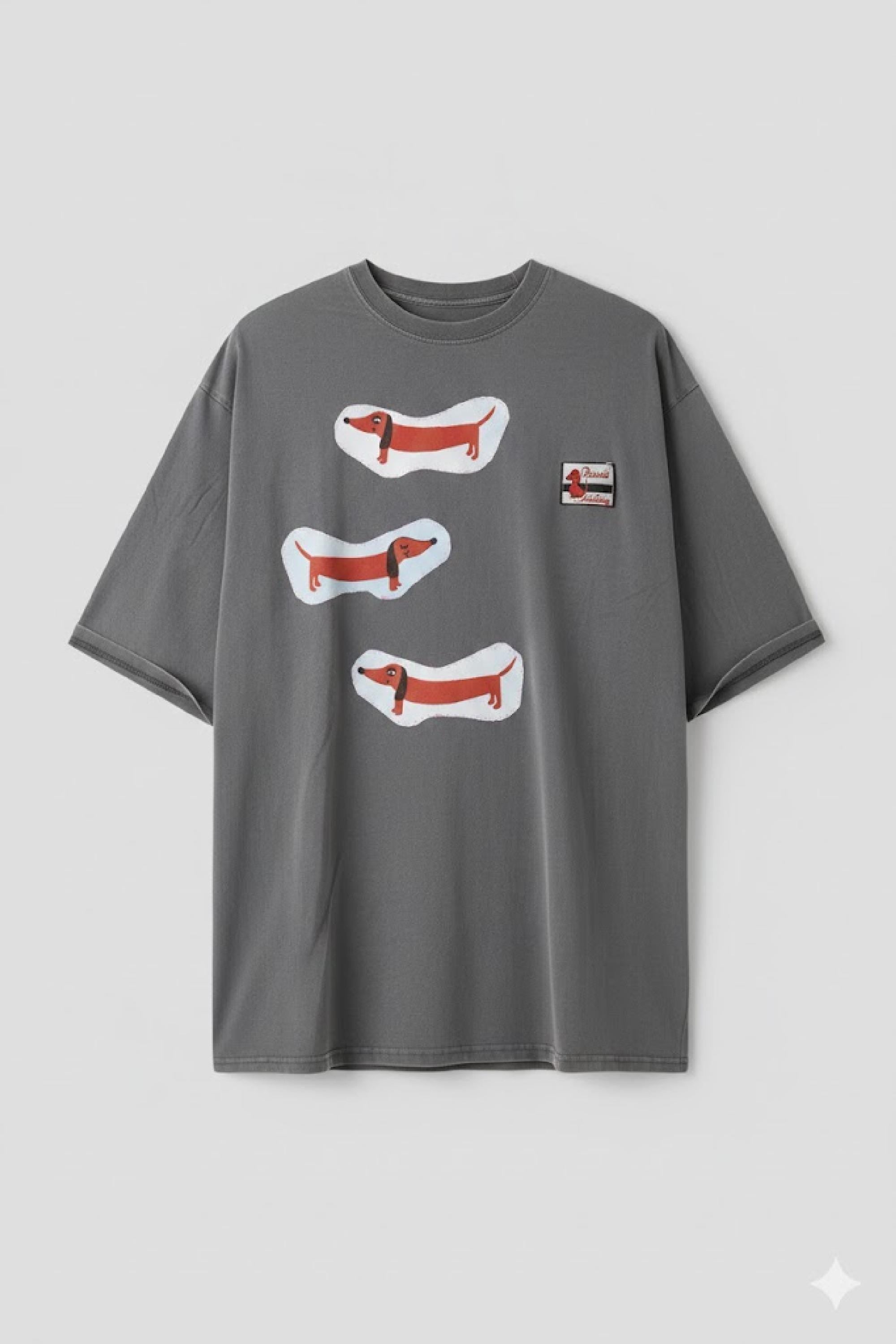 Oversized art tee Unisex T-Shirt, Dark Gray Cotton Collage Art Shirt