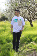 One of a kind tee, Oversized Unisex Shirt, Hand-Dyed Lilac, Upcycled Patch Details, Wearable Art