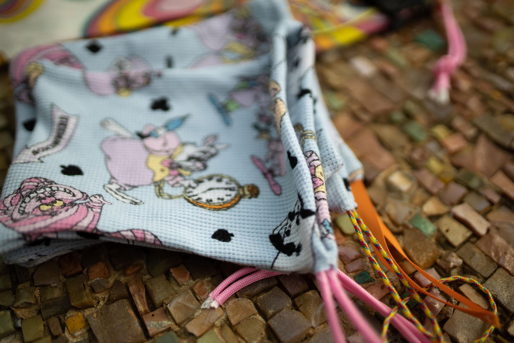 Mixed Print Pouches, Set of 5 Upcycled Fabric Drawstring Pouches, Zero Waste Gift Bags